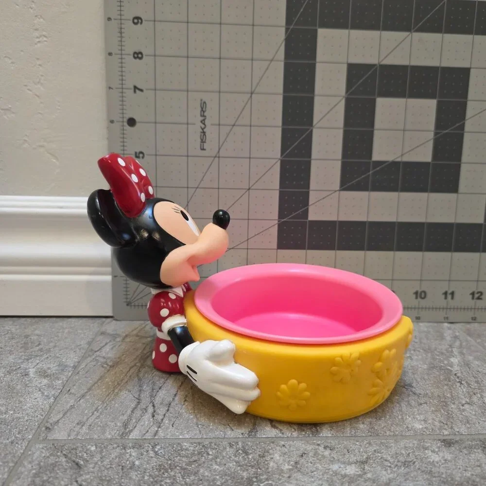 Vintage Applause Disney Minnie Mouse Cat/Dog Water Or Food Bowl & Bowl Holder